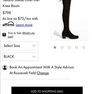 STUART WEITZMAN Suede Over-The-Knee Boot size 8.5 black.